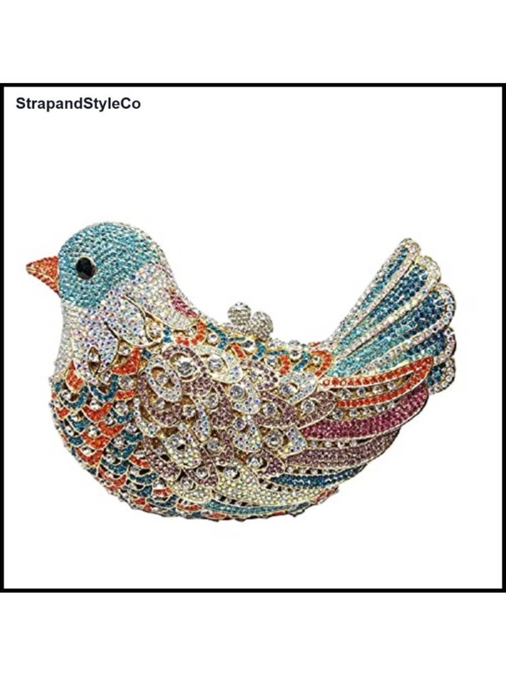 Handmade Bird Crystal Clutch Mini Evening Bag with Chains